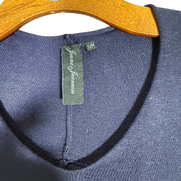 Jeune Jeunesse Navy Blue Lagenlook Dress Knit Loose S/M - Picture 2 of 7